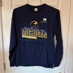 NEW*Michigan Wolverines 2023 National Championship Football Playoff Shirt Sz L